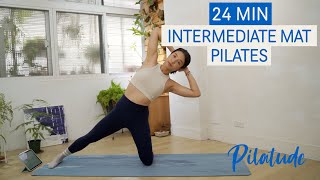 24分鐘 中級皮拉提斯｜全身訓練｜下腹臀超有感｜24min intermediate mat pilates｜Pilatude [upl. by Niatsirk458]