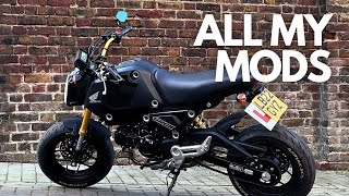 Honda Grom 2022 Mods  Zoom Exhaust  Renthal bars amp more [upl. by Tiena127]