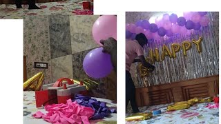 Simple Room Balloon Decoration  Pink and Purple Balloon Decor call 📞 8004594818 [upl. by Audras36]