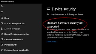 Fix Windows Security Device Security Error Standard Hardware Security Not Supported On Windows 11 [upl. by Akila]