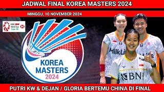 JADWAL FINAL KOREA MASTERS 2024  JADWAL BADMINTON HARI INI [upl. by Ollehcram]