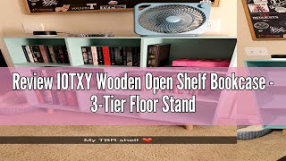 Review IOTXY Wooden Open Shelf Bookcase  3Tier Floor Standing Display Cabinet Rack with Legs 8 Cu [upl. by Alegnad]