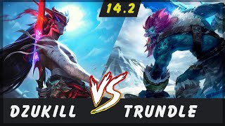 Dzukill  Yone vs Trundle TOP 2 Patch 142  Yone Gameplay [upl. by Shandie]