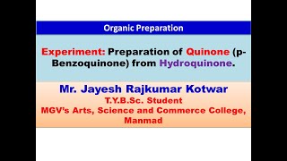 Experiment Preparation of Quinone pBenzoquinone from Hydroquinone [upl. by Flynn951]