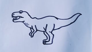 How to draw a T Rex easy T Rex dinosaur drawing step by stepT Rex outline drawing [upl. by Marienthal]