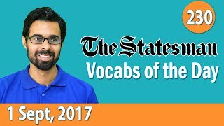 ✅ The Statesman Vocabulary 1 Sept 2017  Learn 10 New Words with Tricks  Day230 [upl. by Auliffe]