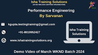 Performance Engineering Demo Video on 16th March 24ContactWhatsApp us on 918019952427 to enroll [upl. by Casie]