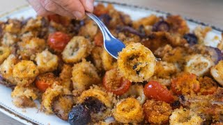 ANELLI DI CALAMARI AL FORNO 🦑alla Mediterranea 🦑 ricetta senza frittura senza grassi [upl. by Eiggem331]