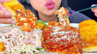 LASAGNA WITH RICOTTA CHEESE GARLIC BREAD amp SHRIMP SALAD  ASMR  MUKBANG  FOOD SOUNDS [upl. by Proudfoot]