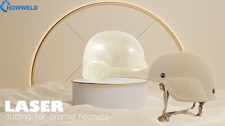 Aramid helmets cutting fiber laser cutting head lasercuttingHowweld [upl. by Olimac]