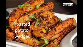 Roasted Potato Wedges Aloo fry Indian style Masala potato wedges  FOOD BITES [upl. by Gone]