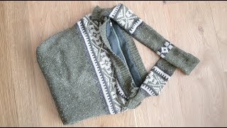 Upcycling – gefütterte Reißverschlusstasche aus Strickpullover nähen – ohne Schnittmuster [upl. by Alick4]