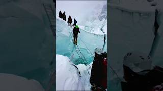 Crossing dangerous glacier😱❄️glaciertrekkinghikingadventuresk2expedition [upl. by Zurc]