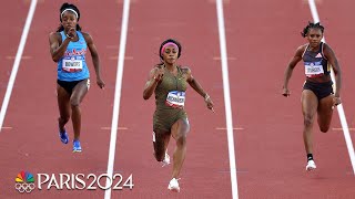 ShaCarri Richardson stumbles recovers then storms to 100m heat win at Olympic Trials  NBC Sports [upl. by Grand]