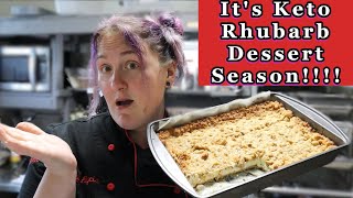 Low CarbHigh Protein Rhubarb Crisp Cheese Cake Bars  Recipe Experiment [upl. by Rawden]