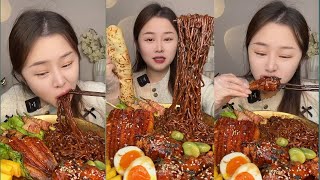 ASMR MUKBANG First Time Trying Spicy Noodles Mukbang  Delicious Food Mukbang mukbangers [upl. by Adalai88]