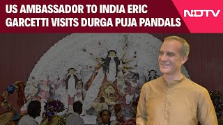 Durga Puja  US Ambassador To India Eric Garcetti Visits Durga Puja Pandals In Kolkata [upl. by Rehpoitsirhc]