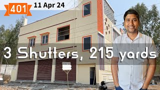 Video No401  EAST CORNER 3 shutters 215 yards house for sale in Dammaiguda near ECIL Hyderabad [upl. by Ehtylb]