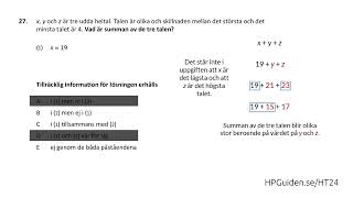 Högskoleprovet NOG uppgift 27 från höstens högskoleprov 2024 provpass 4 kvantitativ del [upl. by Aicire]