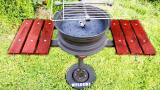 BUDOWA GRILLA grill z felgi ogrodowy diy barbecue [upl. by Uhayile280]