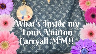 WHAT’S IN MY LOUIS VUITTON DENIM CARRYALL MM 2024 COLLECTION  Yoshea Lux [upl. by Mcmillan352]