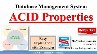 DBMS 26 ACID Properties in DBMS with Examples  Transection  DBMS Full Course [upl. by Nerin]