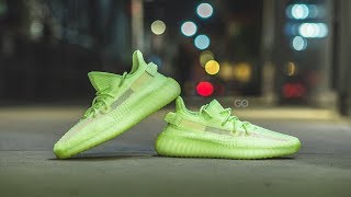 Adidas Yeezy Boost 350 V2 quotGlowquot Review amp OnFeet [upl. by Suisyola]