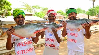 Pangas fish curry  Pangas fish Recipe cooking for village people  Helping Kitchen  Village food [upl. by Nonnaihr859]