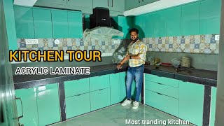 kitchen tour acrylic laminate vindhyafurnitrerewa rewabestinteriordesign modularkitchen [upl. by Teddman298]