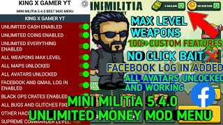 Mini Militia 540 Unlimited money MOD apkAll avatars unlockedMax level weaponkingxgameryt4596 [upl. by Pantheas]