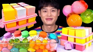 ASMR 레인보우 디저트 이빨나갈뻔레인보우 미니큐브 구슬 아이스크림 마카롱 먹방 Rainbow Dessert Ice Cream Macaron Jelly MuKBang [upl. by Nagard118]