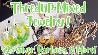 ThredUP 15 Piece Mixed Jewelry Jar Rescue Box Unboxing 925 Silver Barbosa Branded Costume [upl. by Massingill821]