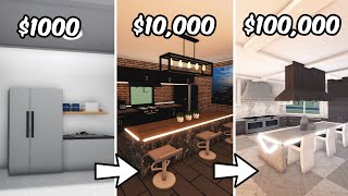 BUILDING A KITCHEN IN BLOXBURG with 1k 10k and 100k [upl. by Dry]