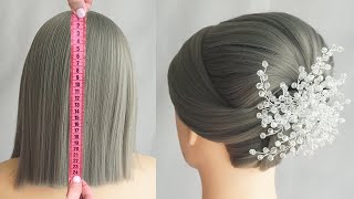 Peinados Para Cabello Corto Elegantes  Peinado Recogido Para Novia Paso A Paso [upl. by Otirecul]