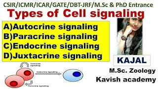 Types of Cell signaling Autocrine Endocrine Paracrine and Juxtacrine signaling by Kajal [upl. by Delgado]