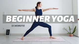 15 min Yoga For Beginners  Standing To Seated  No Props [upl. by Alcot647]