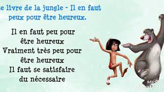 Le livre de la jungle Il en faut peut pour être heureux Lyrics [upl. by Khalil]