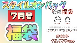 スタイルオンバッグ福袋！【毎月恒例 ７月号】バッグ1点 ＆ 小物1点5500相当が2530円！！ハッピーバッグ！？ラッキーバッグ！？あたり？はずれ？ [upl. by Flight314]