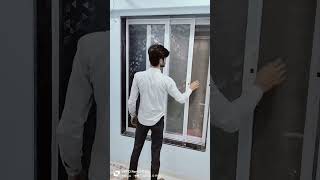 Full open sliding window 2 glass 1 mosquito net aluminium viralvideo trending subscribe top [upl. by Alag914]