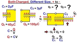 Physics  EampM Dis and ReConnecting Capacitors 6 of 16 Both Charged Different Size  to [upl. by Teodorico]