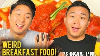 WEIRD BREAKFAST FOOD COMBOS  Fung Bros [upl. by Aynwat890]