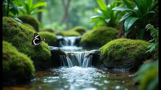 Peaceful river waterfall birds chirping babbling brook nature sounds in the green forest ASMR [upl. by Yahc]