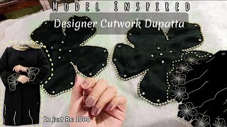 Trending Abaya Model inspired Designer Cutwork Dupatta 🖤 🌸 diy trending viralvideo [upl. by Rebeh]