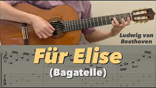 Für Elise  Beethoven Guitar Notation  TAB [upl. by Wennerholn]