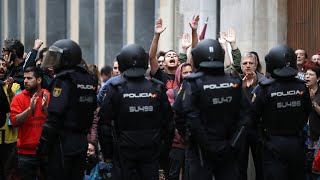 Riot police attack protesters in Girona [upl. by Francesca7]