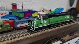 HO Scale Intermountain SD402 BN 6328 DCC NO SOUND BENCH TEST [upl. by Ardnasil]