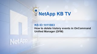 How to delete history events in OnCommand Unified Manager DFM [upl. by Elizabeth]