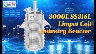 3000L stainless steel SS316L limpet coil jacketed industry reactor made by factory supplier WHGCM [upl. by Terrag]