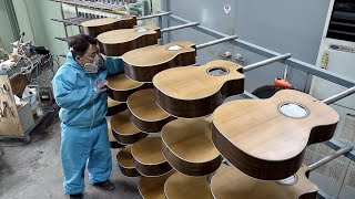 Acoustic Guitar Mass Production Process 50 Year Old Korean Musical Instrument Factory [upl. by Villada]