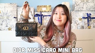 Dior Miss Caro Mini Bag What Fits amp How It Looks On Me [upl. by Ennovi]